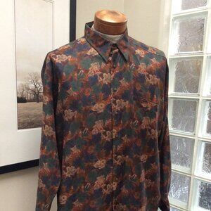 JACK LIPSON Men's Dress Shirt Long Sleeve XL Business Casual Dressy Brown Green